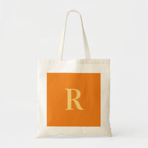 Modern Simple Monogram Orange Tote Bag