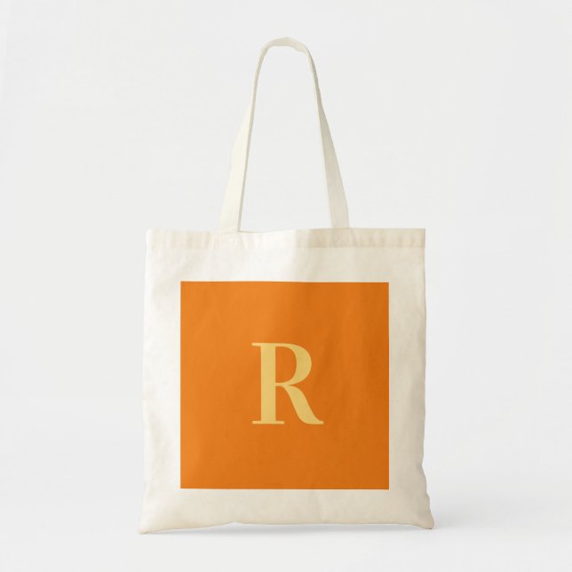 Modern Simple Monogram Orange Tote Bag (Front)