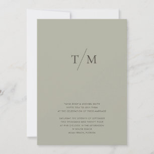 Modern Simple Monogram Sage Mix & Match Wedding Invitation