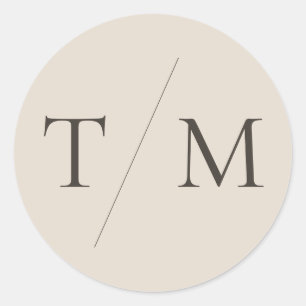Modern Simple Monogram Sand Mix & Match Wedding Classic Round Sticker