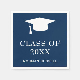 Modern Simple Mortar Board Navy Blue Graduation Napkin