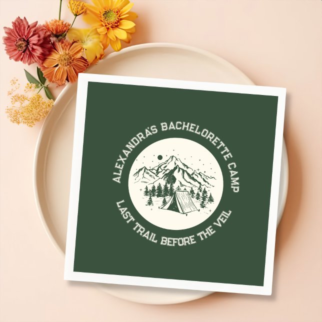 Modern Simple Mountain Camp Weekend Bachelorette Napkin (Creator Uploaded)