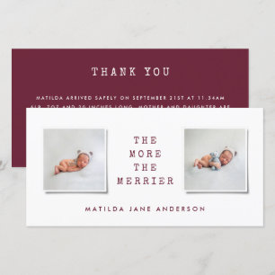 Modern simple multi photo birth announcement