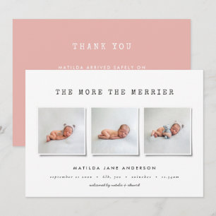 Modern simple multi photo birth announcement