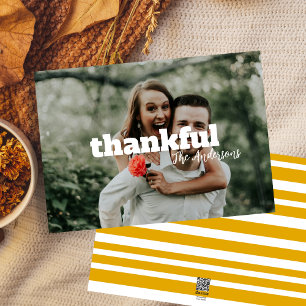 Modern Simple Mustard Yellow Photo Thanksgiving  Holiday Card