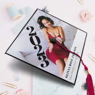 Modern Simple Name & Photo Personalized Graduation Cap Topper