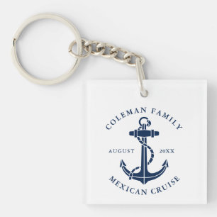Modern Simple Nautical Boat Anchor Family Cruise Keychain