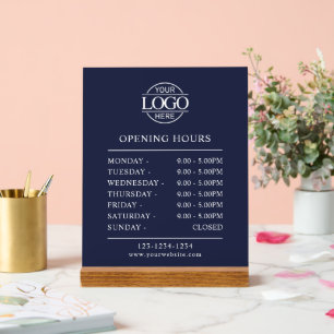 Modern Simple Navy Blue Business Opening Hours Acrylic Sign