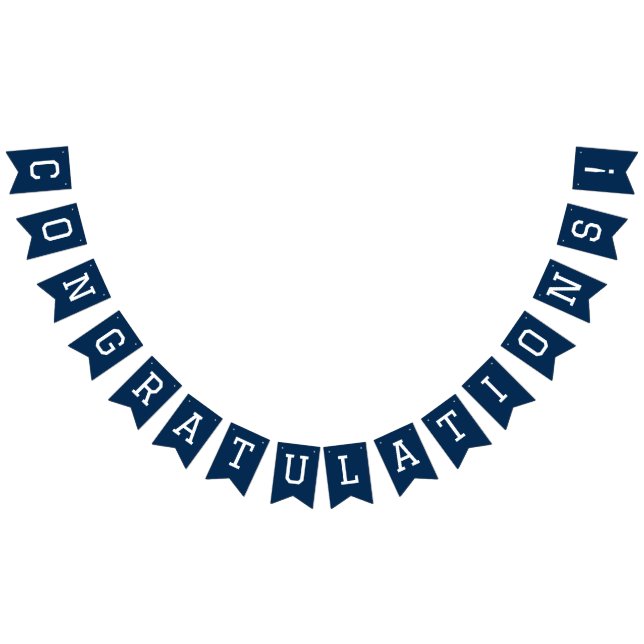 Modern Simple Navy Blue Congratulations Graduation Bunting Flags (All)