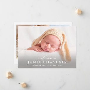Modern Simple Newborn Baby Photo Birth Announcement