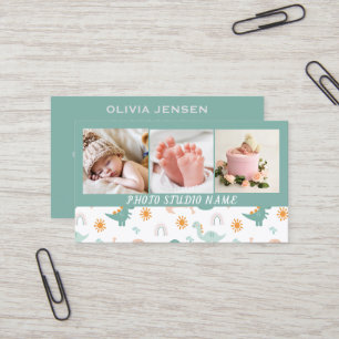 Modern Simple Newborn Photography 3 photo Business Card
