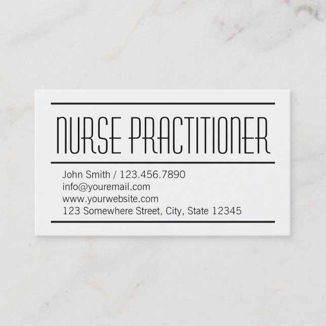 Modern Simple Nurse Practitioner Business Card (Front)