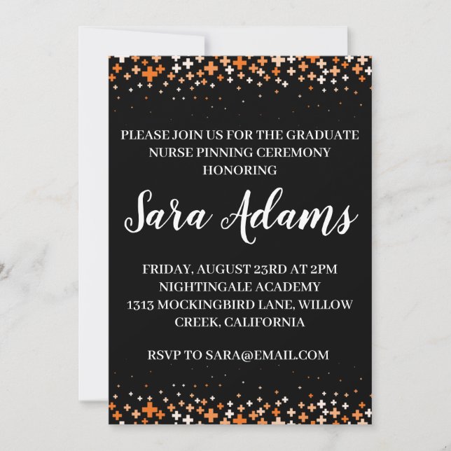 modern simple nursing pinning ceremony invitations (Front)