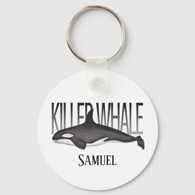 Modern Simple Ocean Killer Whale Typography  Keychain (Front)
