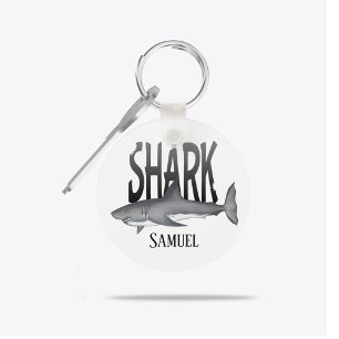 Modern Simple Ocean Shark Bite Typography  Keychain