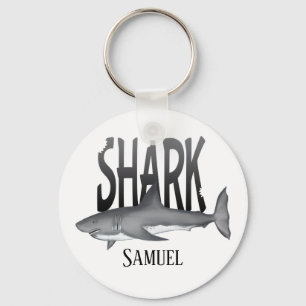 Modern Simple Ocean Shark Bite Typography  Keychain