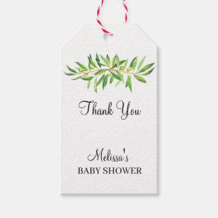 Modern simple olive branch sage green thank you gift tags