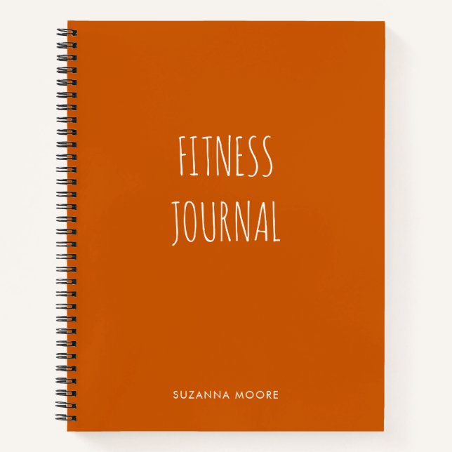 Modern Simple Orange Gym Workout Health Fitness Notebook (Front)