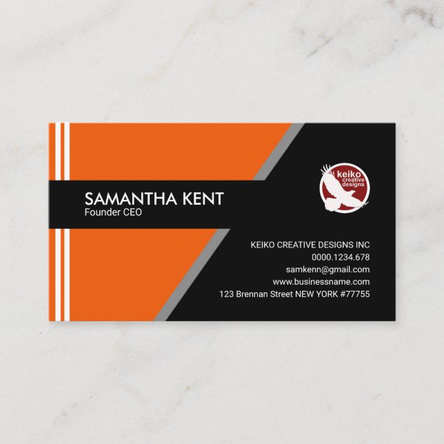 Modern Simple Orange Zest CEO Founder Business Card (Front)