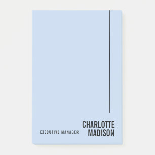Modern Simple Pale Blue Minimalist Own Name Post-it Notes