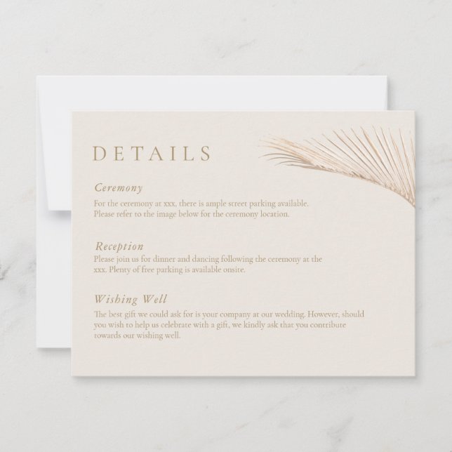 Modern Simple Palm Leaves Detail Card (Front)
