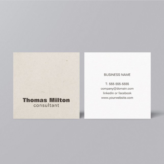 Modern Simple Paper Texture Brown Consultant Square Business Card (Creator Uploaded)