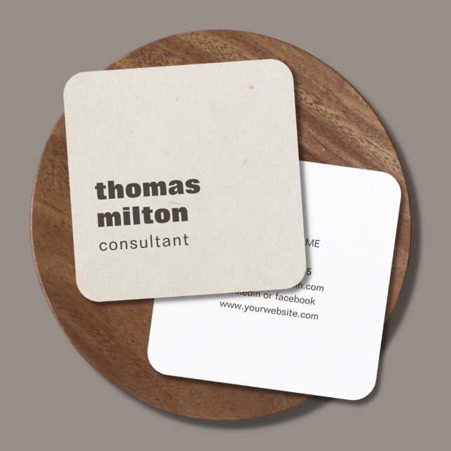 Modern Simple Paper Texture Brown Consultant Square Business Card (Creator Uploaded)