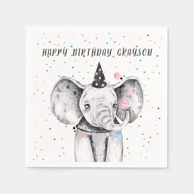 Modern Simple Party Animal Birthday Personalized Napkin (Front)