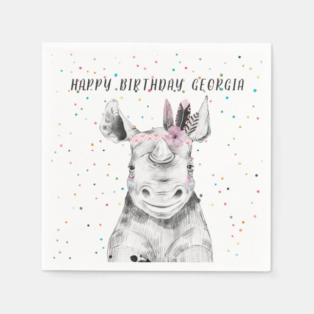 Modern Simple Party Animal Birthday Personalized Napkin (Front)