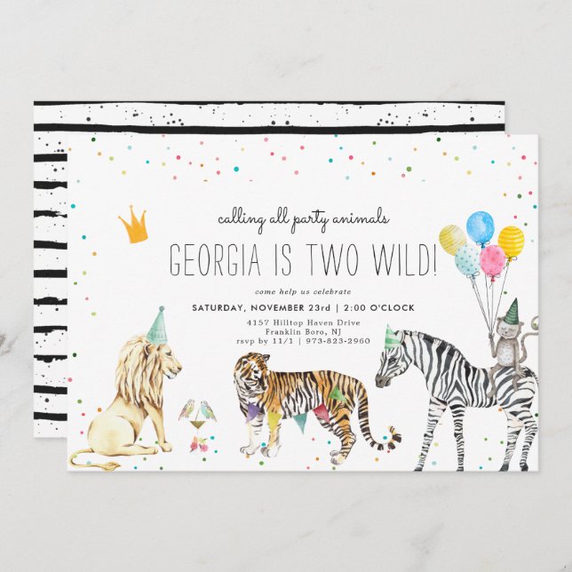 Modern Simple Party Animal Invitation (Front/Back)