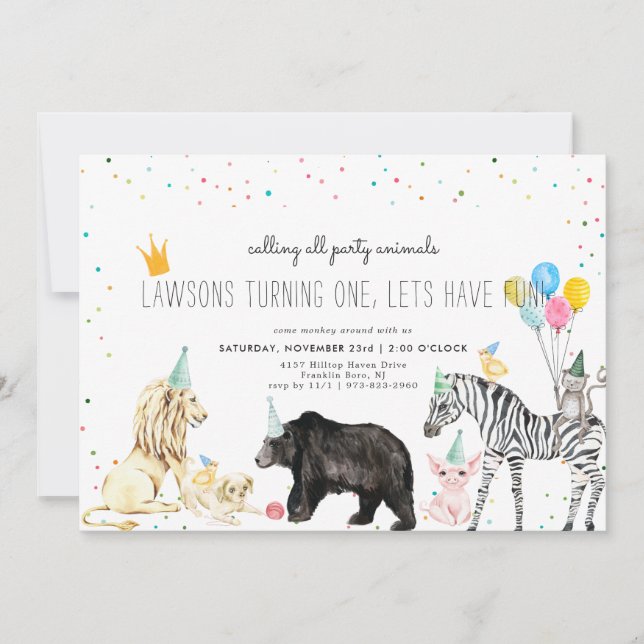 Modern Simple Party Animal Invitation (Front)