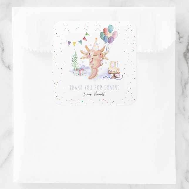 Modern Simple Party Animal Thank You Classic Round Square Sticker (Bag)