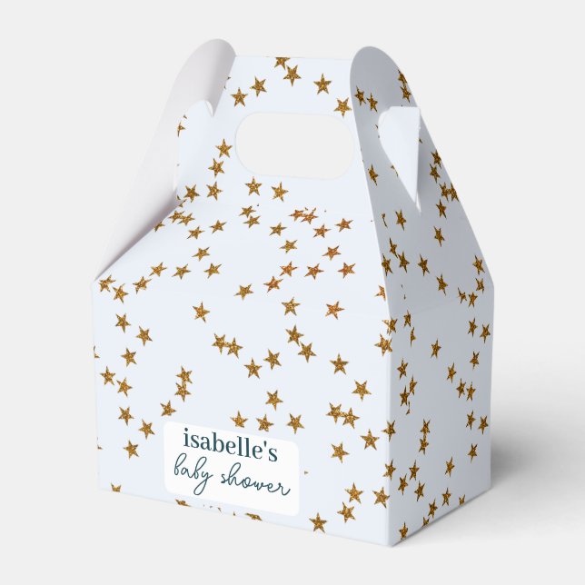 Modern Simple Pastel Blue Gold Star Favor Box (Front Side)