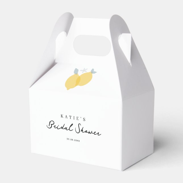 Modern Simple Pastel Citrus Lemons Bridal Shower  Favor Box (Front Side)