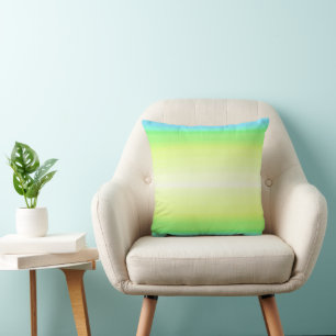 Modern Simple Pastel Green blue Colourful Gradient Throw Pillow