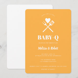 Modern Simple Pastel Orange BBQ Baby Shower Invitation