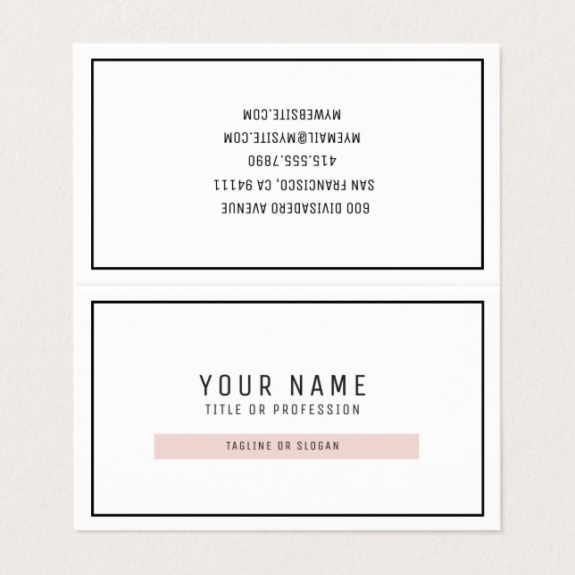 Modern Simple Pastel Pink & Black  Business Cards (Outside Unfolded)