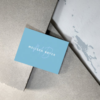 Modern Simple Patel Blue Monogrammed Business Card