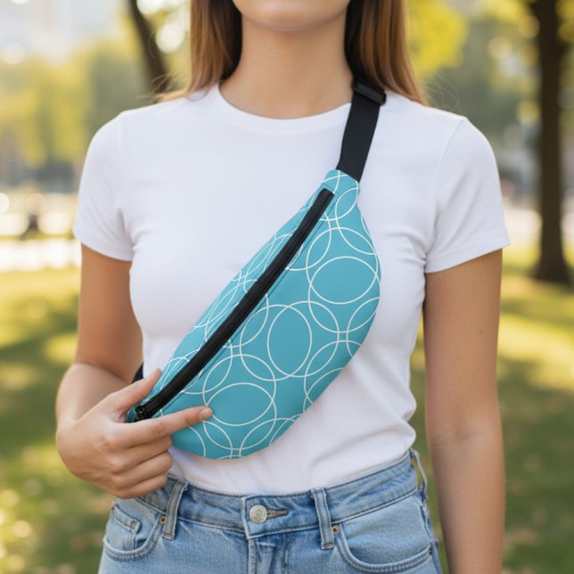 Modern Simple Pattern Fanny Pack (light blue fanny pack with circle pattern)