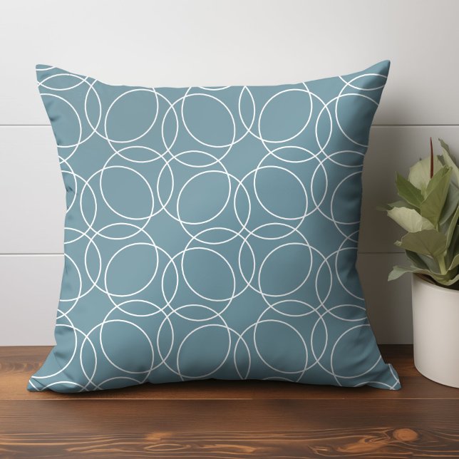 Modern Simple Pattern Throw Pillow (circle pattern throw pillow in gray blue)