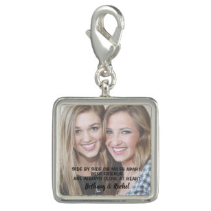Modern Simple Personalized Name Best Friend Photo Charm