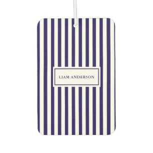 Modern Simple Personalized Navy Vertical Striped Air Freshener