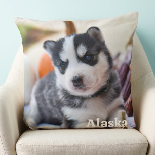 Modern Simple Personalized Pet Dog Lover Photo Throw Pillow