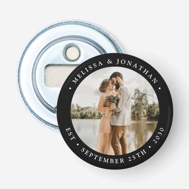 Modern Simple Personalized Photo Wedding Favour Bottle Opener (Front)