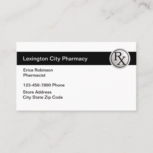 Modern Simple Pharmacy Pharmacist Business Card (Front)