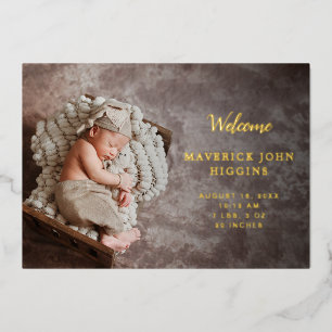 Modern Simple Photo Baby Boy Birth Announcement