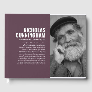 Modern Simple Photo Black White Filter Memorial Guest Book