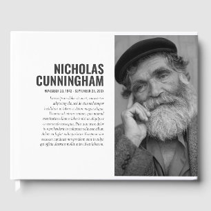 Modern Simple Photo Black White Filter Memorial Guest Book