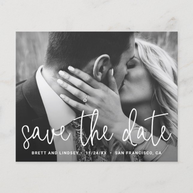 Modern Simple Photo Budget Wedding Save The Date (Front)