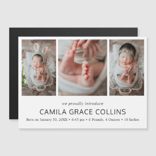 Modern Simple Photo Collage Birth Announcement